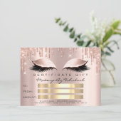 Invitation Lashes de luxe Blush Drips certificat de maquillag (Debout devant)