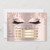 Invitation Lashes de luxe Blush Drips certificat de maquillag (Devant)
