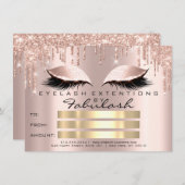 Invitation Lashes de luxe Rose Gold certificat maquillage cad (Devant / Derrière)