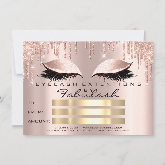 Invitation Lashes de luxe Rose Gold certificat maquillage cad (Devant)