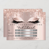 Invitation Lashes de luxe Rose Sparkly certificat maquillage (Devant / Derrière)