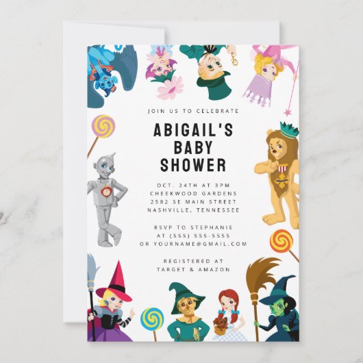 Invitation L'Assistant du Baby shower de caractères Oz (Devant)
