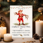 Invitation Lasso de Noël de Cowboy Père Noël<br><div class="desc">Rustic Watercolor Occidentale Cowboy invitations de fête de Noël. Il comprend un cowboy Père Noël, des guirlandes, des lumières de Noël, Lasso avec lumières de Noël et fer à cheval. Idéal pour votre fête de Noël à thème occidental ! Tout libellé peut être modifié. Pour apporter d'autres modifications, accédez à...</div>