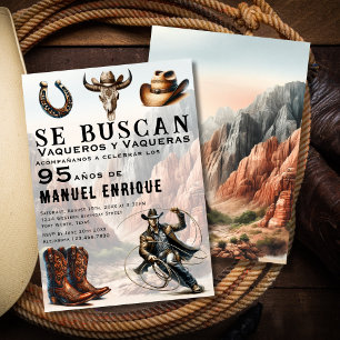 Invitation Lasso Vaquero Anniversaire 95 ans Cow-boy Western