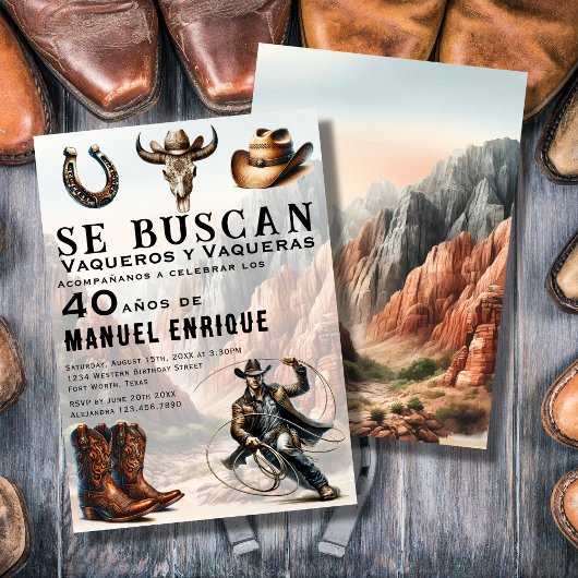 Invitation Lasso Vaquero Espagnol Occidental Cowboy 40e anniv