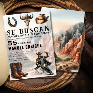 Invitation Lasso Vaquero Western Espagnol Cow-boy 55e Anniver