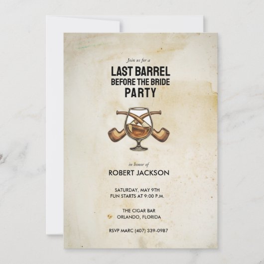Invitation Last Barrel Before the Bride Bachelor Night (Devant)