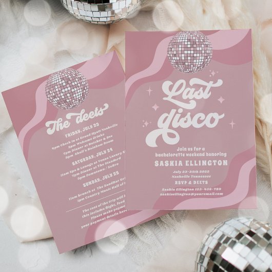 Invitation Last Disco Retro 70 Bachelorette Weekend Itinerary