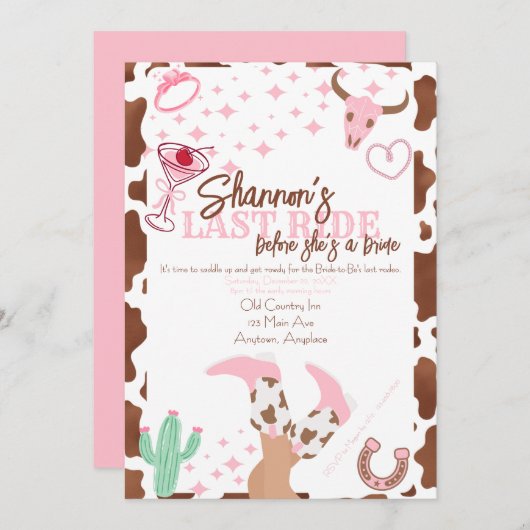 Invitation Last Ride Bachelorette Party (Devant / Derrière)