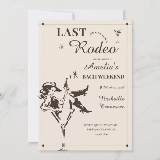 Invitation Last Rodeo Bachelorette Weekend Itinerary (Devant)