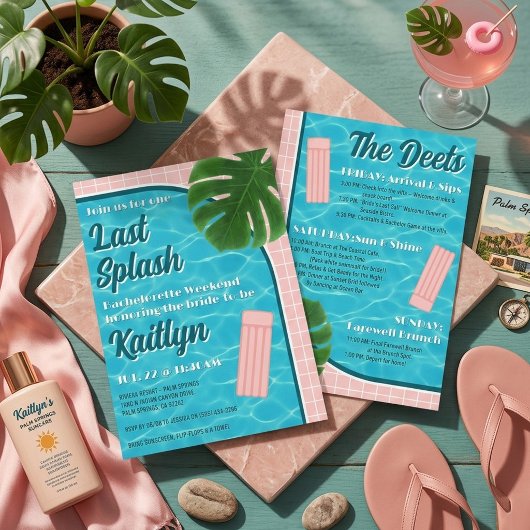 Invitation Last Splash Bachelorette Weekend Party Itinerary
