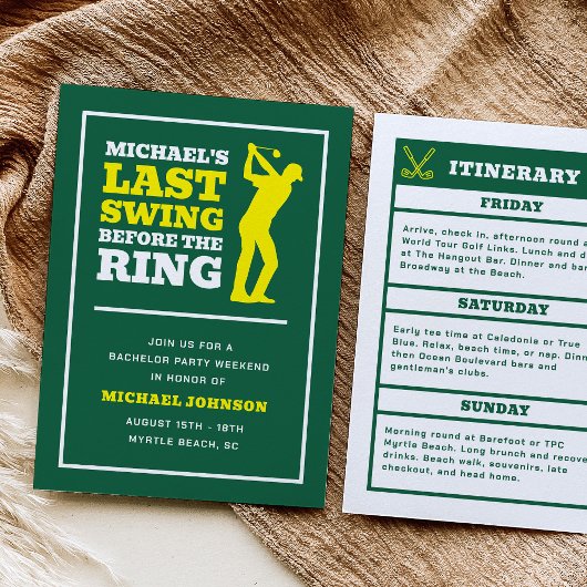 Invitation Last Swing Before the Ring Bachelor Party Invite