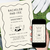 Invitation Last Swing Golf Theme Bachelor Party Hand Drawn 