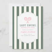 Invitation Last Swing Tennis Green Stripe Bachelorette (Devant)