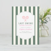 Invitation Last Swing Tennis Green Stripe Bachelorette (Debout devant)