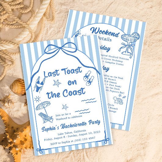Invitation Last Toast On The Coast Bachelorette Weekend