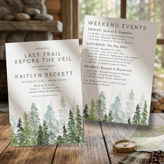 Invitation Last Trail Camping Bachelorette Weekend Itinerary