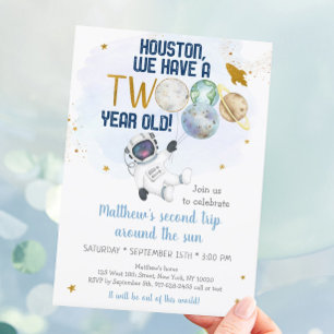 Invitation L'Astronaut Deuxième Voyage Autour De L'Anniversai