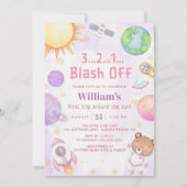 Invitation L'Astronaut Espace Premier Voyage Autour Du Soleil (Devant)