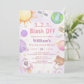 Invitation L'Astronaut Espace Premier Voyage Autour Du Soleil (Debout devant)