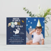 Invitation L'Astronaut Espace Premier Voyage Autour Du Soleil (Debout devant)