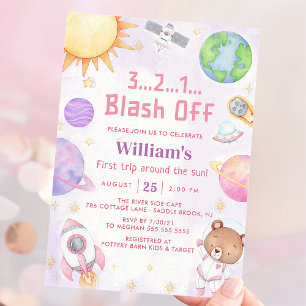 Invitation L'Astronaut Espace Premier Voyage Autour Du Soleil