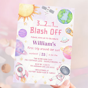 Invitation L'Astronaut Espace Premier Voyage Autour Du Soleil