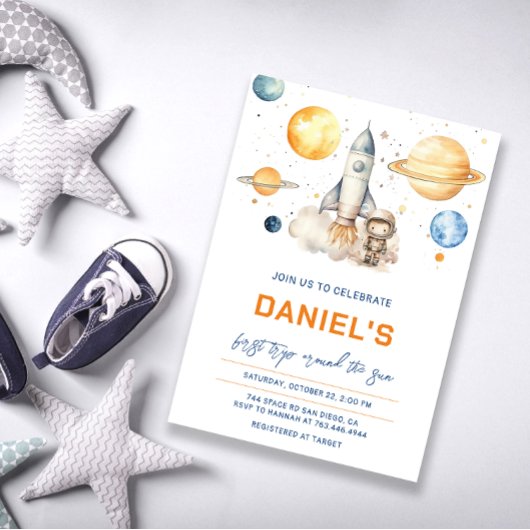 Invitation L'Astronaut Espace Premier Voyage Autour Du Soleil