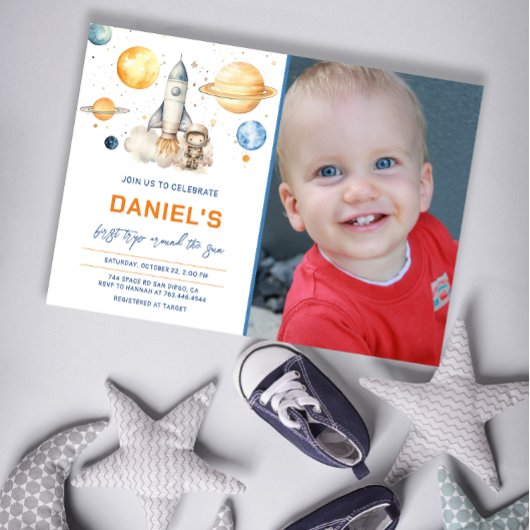 Invitation L'Astronaut Espace Premier Voyage Autour Du Soleil