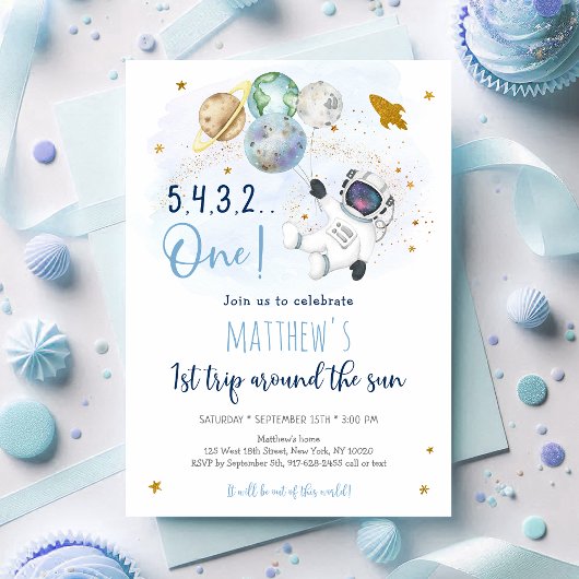 Invitation L'Astronaut Espace Premier Voyage Autour Du Soleil