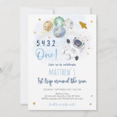 Invitation L'Astronaut Espace Premier Voyage Autour Du Soleil (Devant)