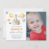 Invitation L'Astronaut Espace Premier Voyage Autour Du Soleil (Devant)