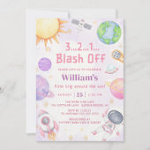 Invitation L'Astronaut Espace Premier Voyage Autour Du Soleil (Devant)