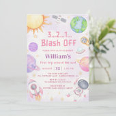 Invitation L'Astronaut Espace Premier Voyage Autour Du Soleil (Debout devant)