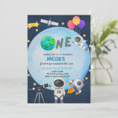 Invitation L'Astronaut Espace Premier Voyage Autour Du Soleil (Debout devant)