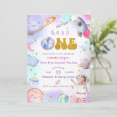 Invitation L'Astronaut Espace Premier Voyage Autour Du Soleil (Debout devant)