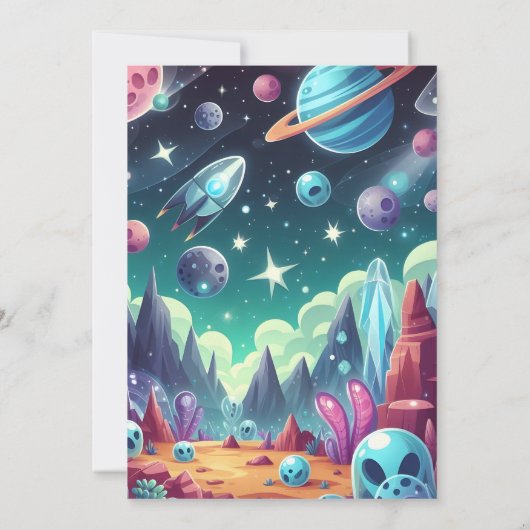 Invitation L'astronaute Alien de l'espace 1er anniversaire (Dos)