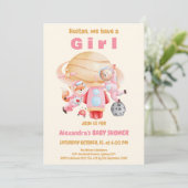 Invitation L'astronaute Bear Fox Baby shower (Debout devant)