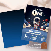 Invitation L'astronaute bleu hors de l'espace Premier anniver