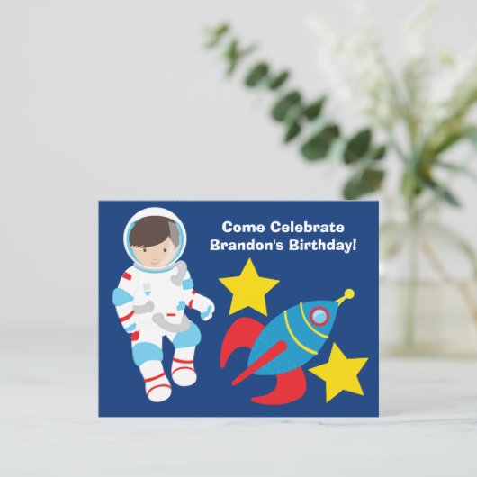 Invitation L'astronaute cool Boy Espace Externe Parti Anniver (Debout devant)