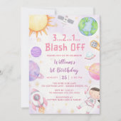 Invitation L'astronaute de l'espace 1er anniversaire (Devant)