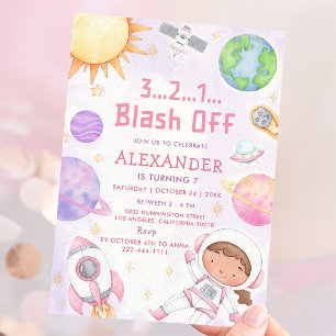 Invitation L'astronaute de l'espace à tout âge fête d'anniver