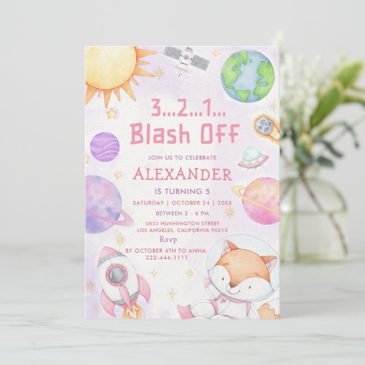 Invitation L'astronaute de l'espace à tout âge fête d'anniver (Debout devant)