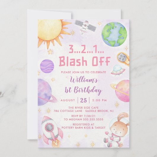 Invitation L'astronaute de l'espace à tout âge fête d'anniver (Devant)