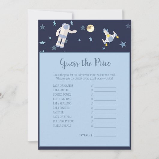 Invitation L'Astronaute De L'Espace Extérieur Devine Le Prix  (Devant)