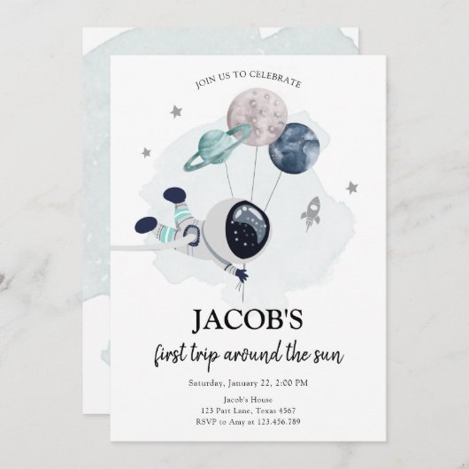 Invitation L'astronaute de l'espace extra-atmosphérique Orang (Devant / Derrière)