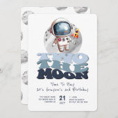 Invitation L'astronaute du 2e anniversaire de la Lune (Devant / Derrière)