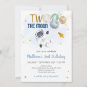 Invitation L'astronaute Espace Deux La Lune Anniversaire (Devant)