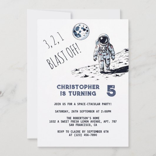 Invitation L'astronaute explose dans l'espace à tout âge Anni (Devant)