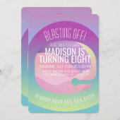 Invitation L'astronaute Ombre Planète spatiale Anniversaire N (Devant / Derrière)